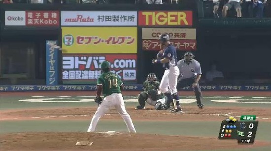 ４回表３メヒアフォアボール満塁