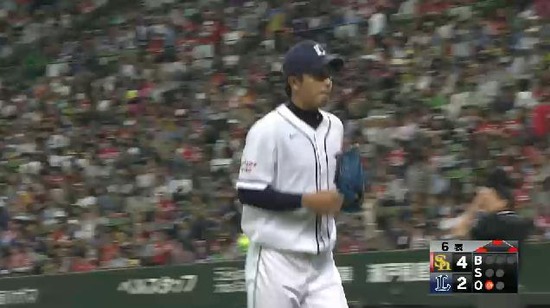 6回表1四番~六番三連打岩尾降板 (1)