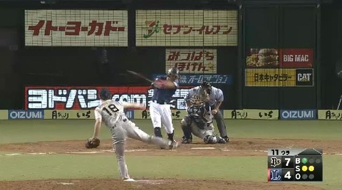 １１回裏１脇谷三振