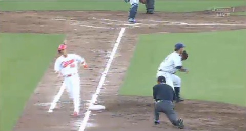 ２回裏永江ファインプレー併殺