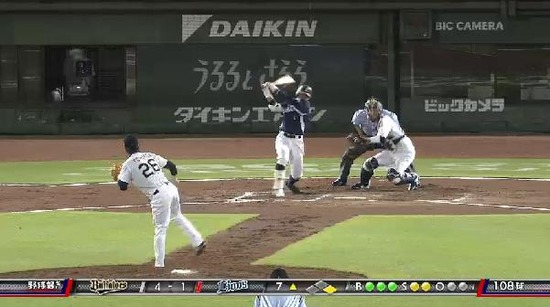 ７回表２栗山三振ゲッツー (1)