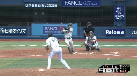 6回表1脇谷金子連続ヒット (1)