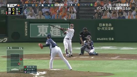 7回裏3亀井ヒット1塁3塁 (1)