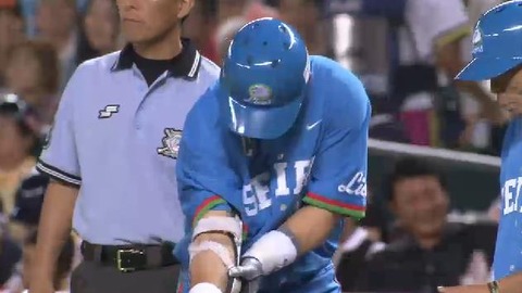 ６回表１先頭栗山ヒット