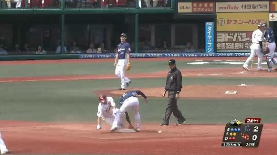 2回表３金子こぼす