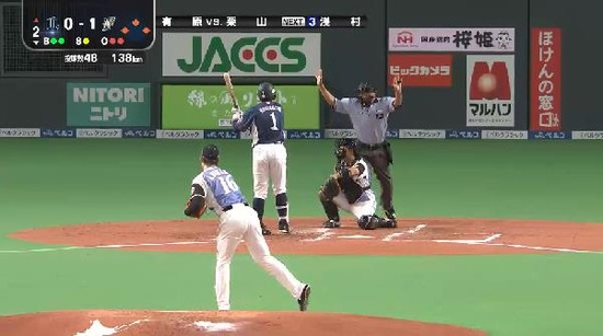 2回表６栗山デッドボール押し出し (2)