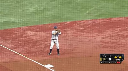 4回裏3岡田サードフライ (3)