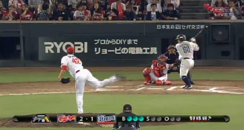 ７回表１栗山おかわりフォアボール