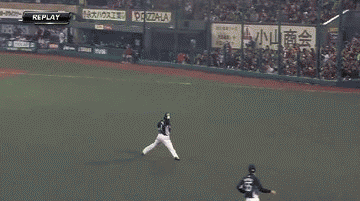 ６回裏２藤田ヒット、ホームタッチアウト (1)