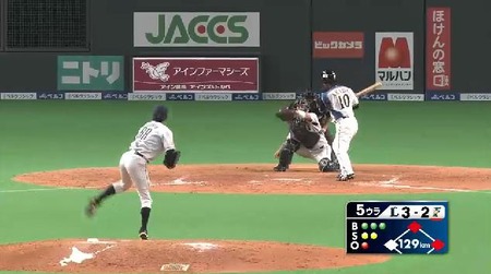 5回裏1フォアボール満塁