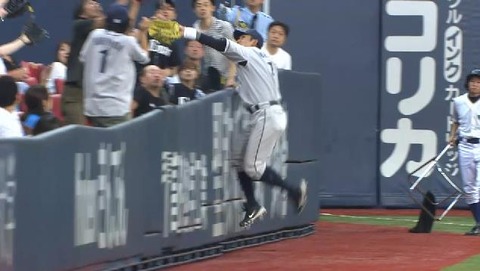 ６回裏１栗山ファインプレー