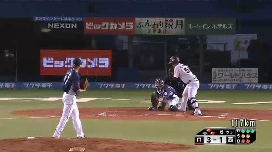 ６回裏２フォアボール満塁