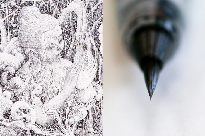 細密画   絵画 極細のぺんてる筆で作られる異常なほど細かい細密画（前編