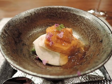 雲丹、湯葉、焼茄子のババロワ