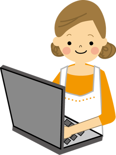 PCを使う主婦イラスト