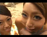 【エロ動画】関西弁の水着ギャルにビーチでフェラされる