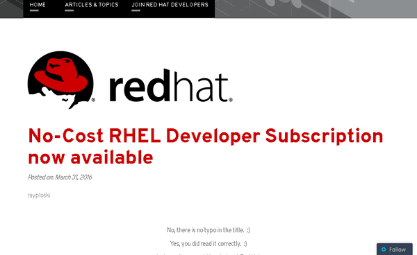 No-Cost RHEL