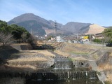 境川から鶴見岳を臨む