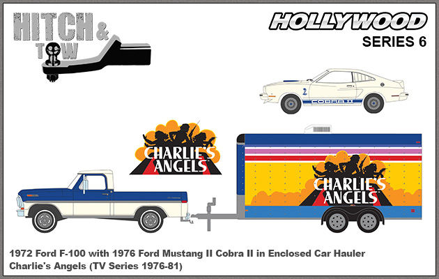 GREENLIGHT 31070 A HITCH & TOW CHARLIE'S ANGELS FORD F-100 & MUSTANG 1/64 SET 