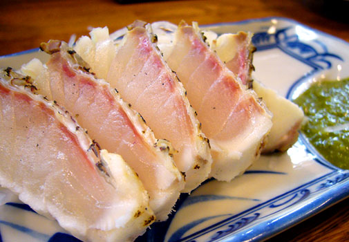 エノキ屋 鯛のたたき 特製にんにくタレ