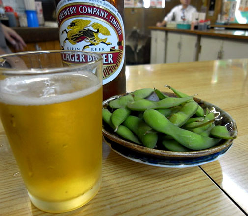 上田酒店 瓶ビール&枝豆