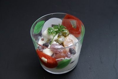 五色甘納豆とバニラアイス