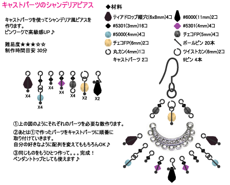 レシピ:キャストパーツピアス