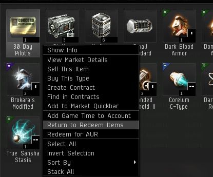 return to redeem Items