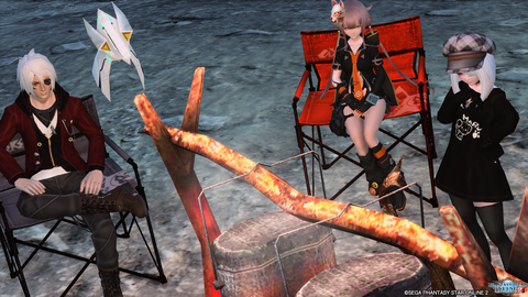 新メンバー、渓流でBBQ