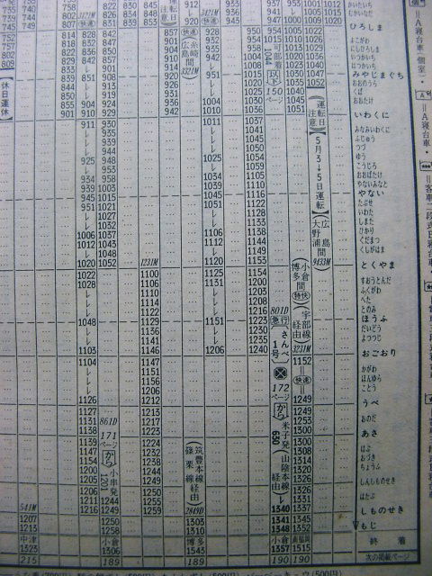 山陰線（鳥取ー萩）汽車時刻表 昭和10〜11年 戦前 古書 昭和
