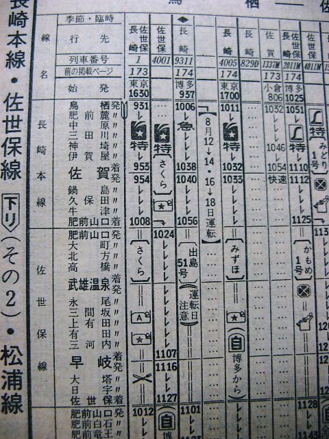 1978年夏臨 急行「出島51・52号」の時刻など : Rail・Artブログ