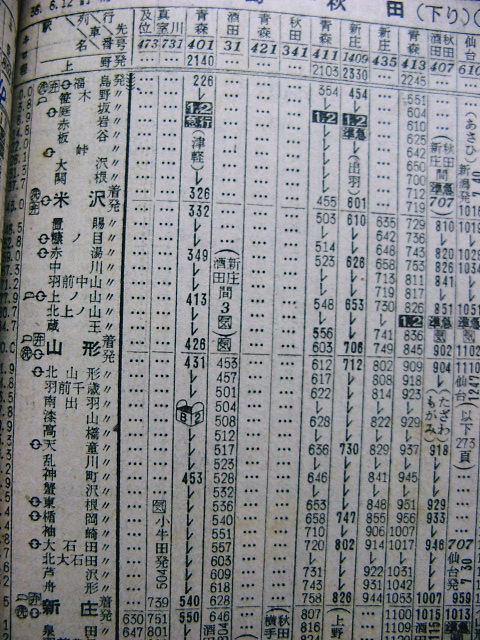 上野～青森が2往復ある61年7月奥羽本線鈍行の時刻 : Rail・Art