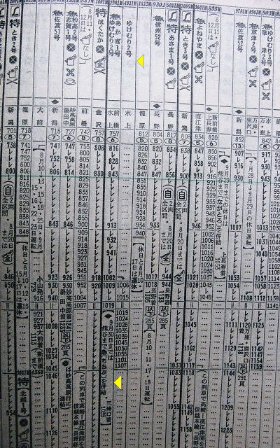 74年夏の急行「ゆけむり」の時刻と165系の編成について : Rail
