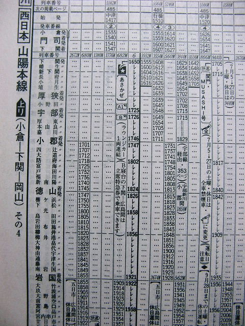 2003年夏 快速「関門・MUSASHI号」の時刻 : Rail・Artブログ