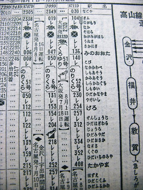 夜行急行「くろゆり51号」の時刻 : Rail・Artブログ