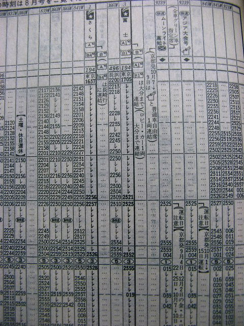 ABC World Airways Guide 1994年10月　時刻表 1994年秋臨 快速「アジア大会号」の時刻 : Rail・Artブログ