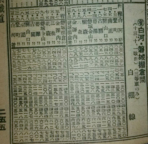 ☆ 白棚線（白河～磐城棚倉） 鉄道時代の時刻変遷 : Rail