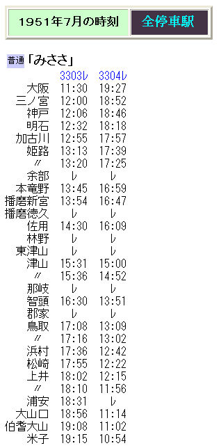 ☆ 1951年7月 臨時列車「みささ」の時刻 : Rail・Artブログ