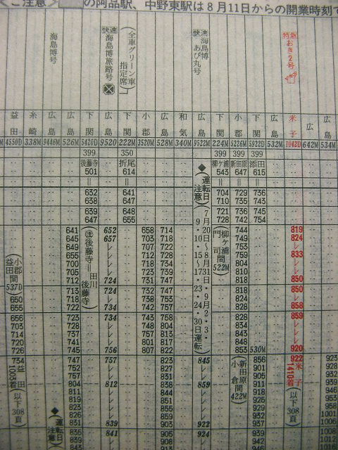 1989年夏臨 快速「海島博旅路号」の時刻 : Rail・Artブログ
