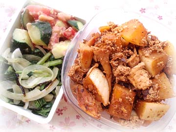 ズッキーニの豆腐チリ醤油炒め弁当