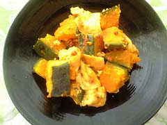 かぼちゃとがんもの花椒味噌煮