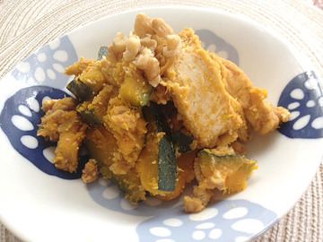 かぼちゃと厚揚げのくるみ味噌焼き