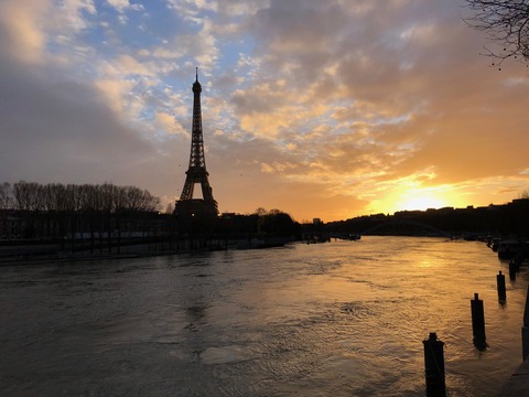 Eiffel tower and sunset