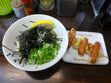 おにやんま@青物横丁 (4)のりチーズバターうどん580ネギチョリ150