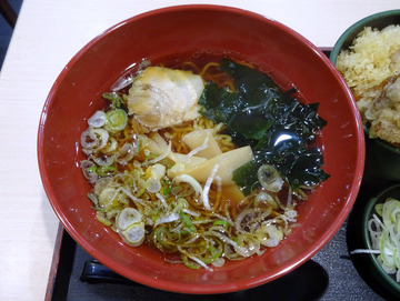 ゆで太郎芝浦4丁目店@三田 (9)中華そばセット(とり舞茸天丼)650