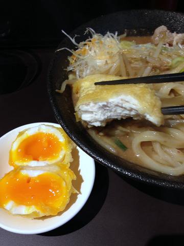 麪治@蒲田(10)超濃厚味噌うどん並790鶏天80玉子天100