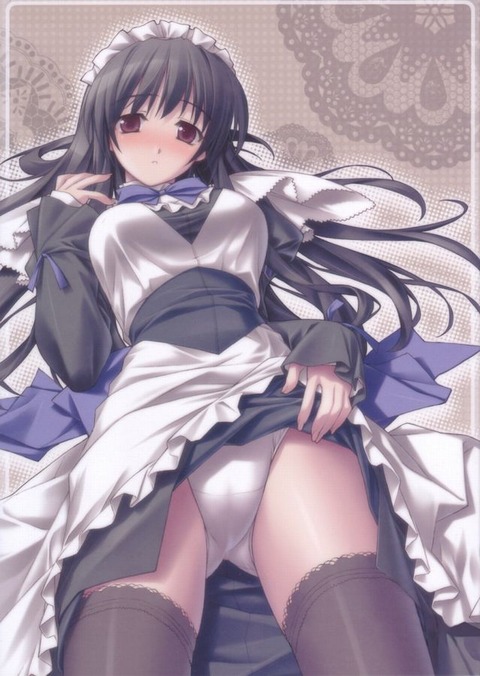 メイドがスカートをたくし上げてるエロ画像03
