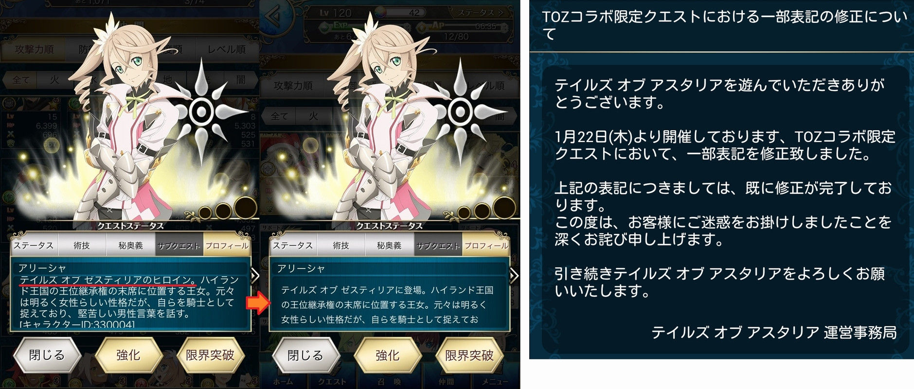 アリーシャの訂正