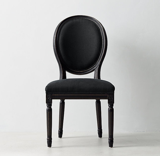 Vintage French Sequin Desk Chair_Belgian Linen Black_3