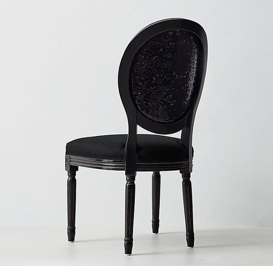 Vintage French Sequin Desk Chair_Belgian Linen Black_1
